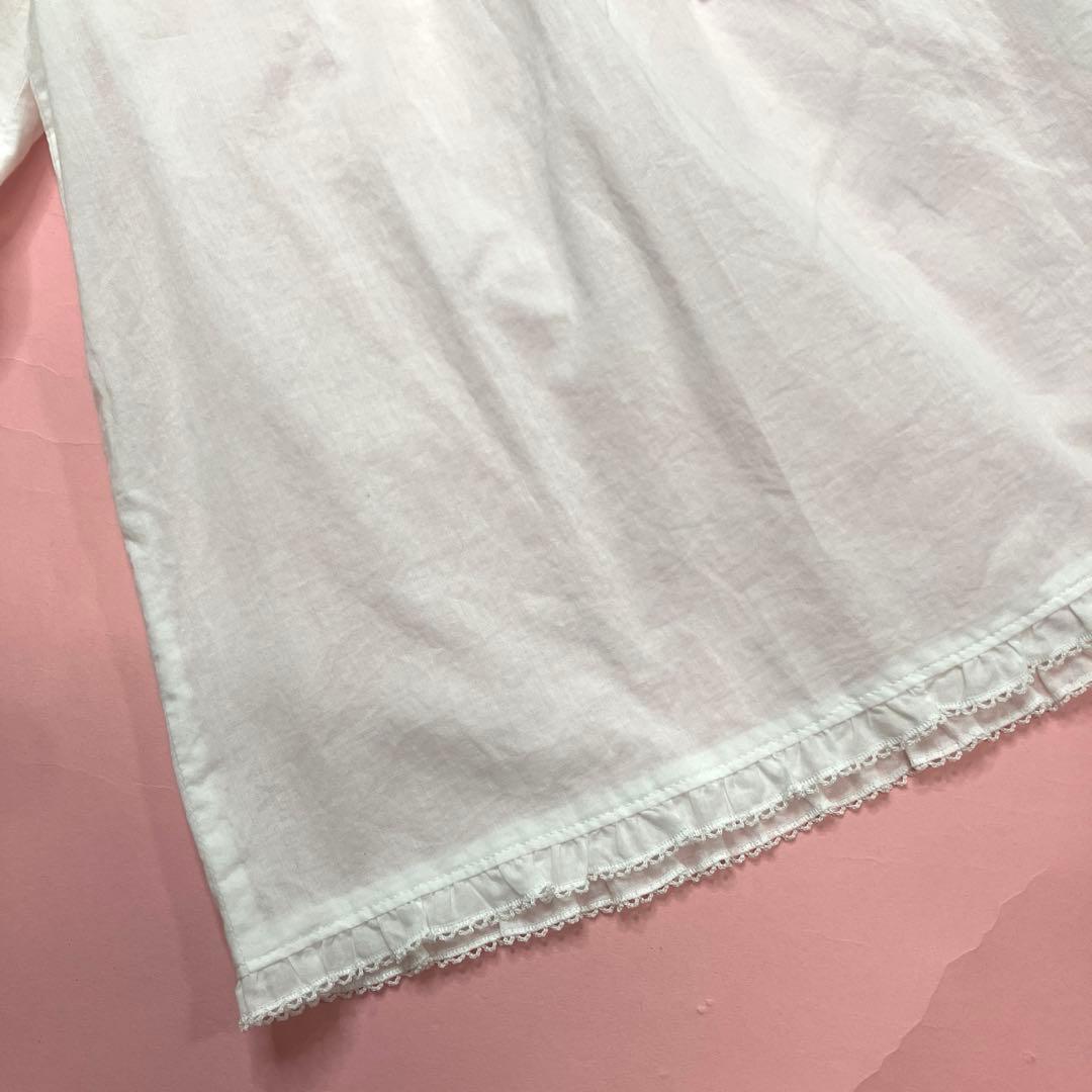 ピンクハウス 白 ピコフリル使い 綿ローンプルオーバーブラウス/2021