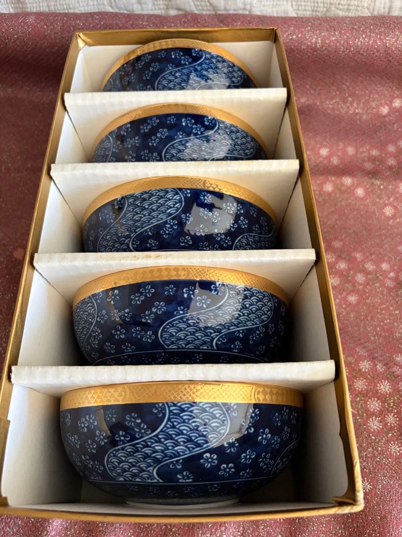 庫山窯 前畑陶器 染付金彩 金祥瑞 5客 深鉢