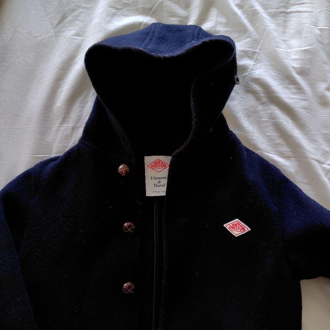 ダントン フード付きウールコート ネイビー - メルカリ