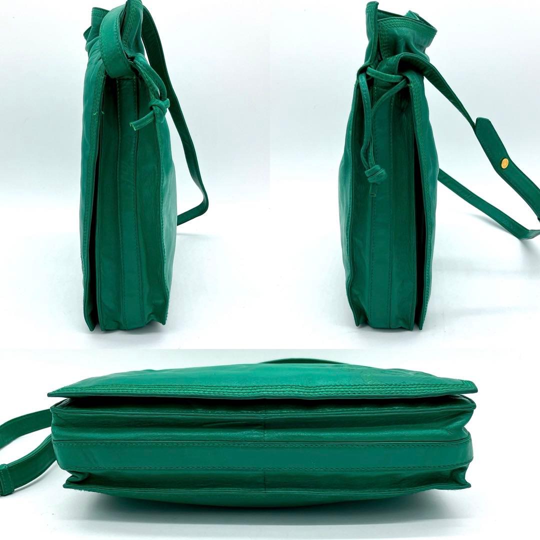 LOEWE】ショルダーバッグ フラメンコ アナグラム型押し レザー グリーン