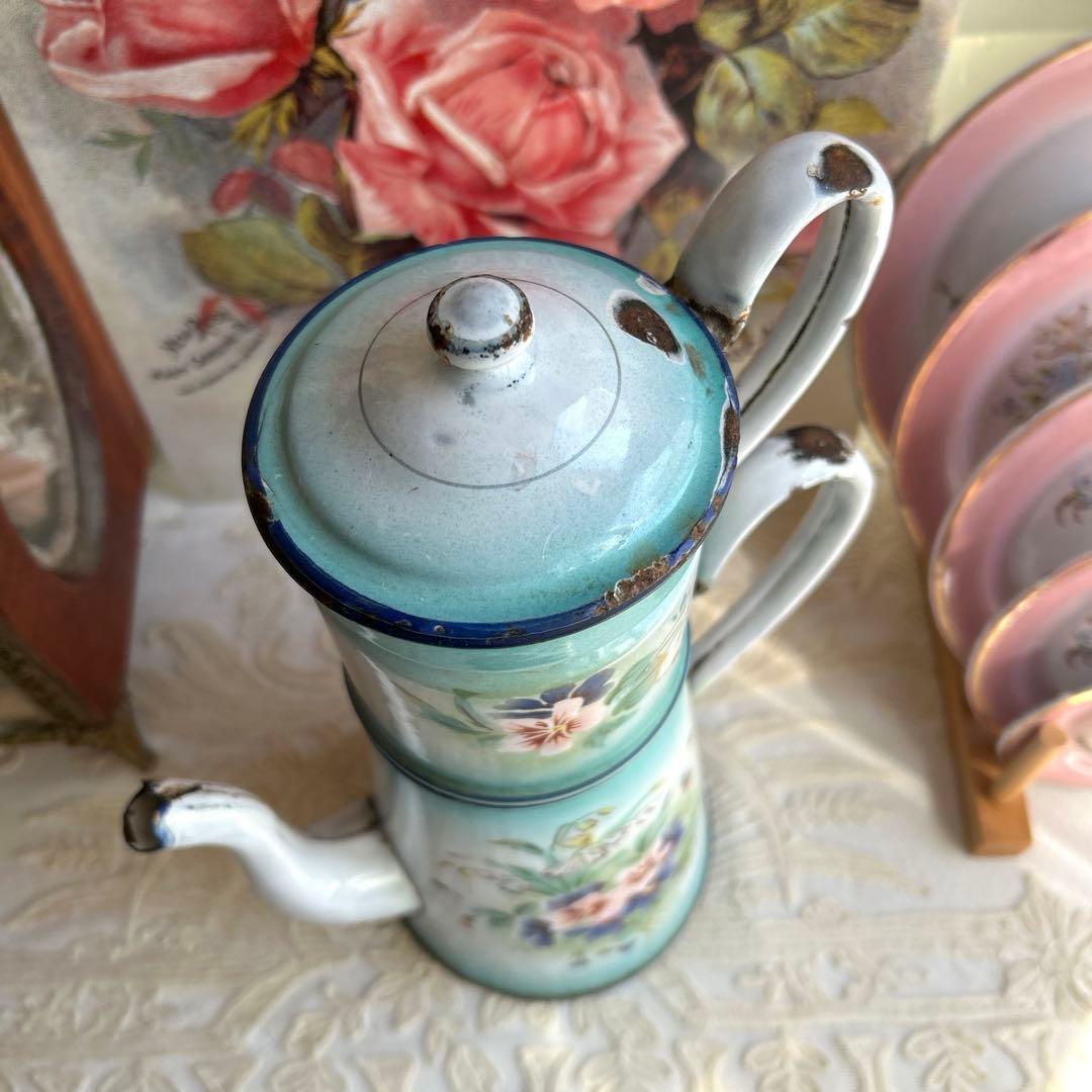 フランスアンティーク japy スズランとビオラのコーヒーポット - メルカリ