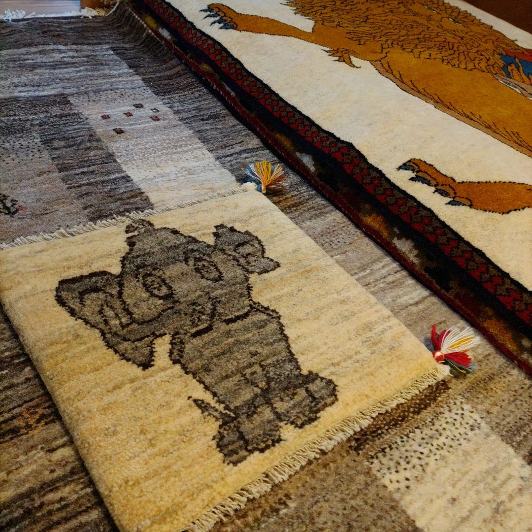 ギャッベ イラン シラーズ 座布団ギャッベ 手織り 大きめ ゾウ チェア