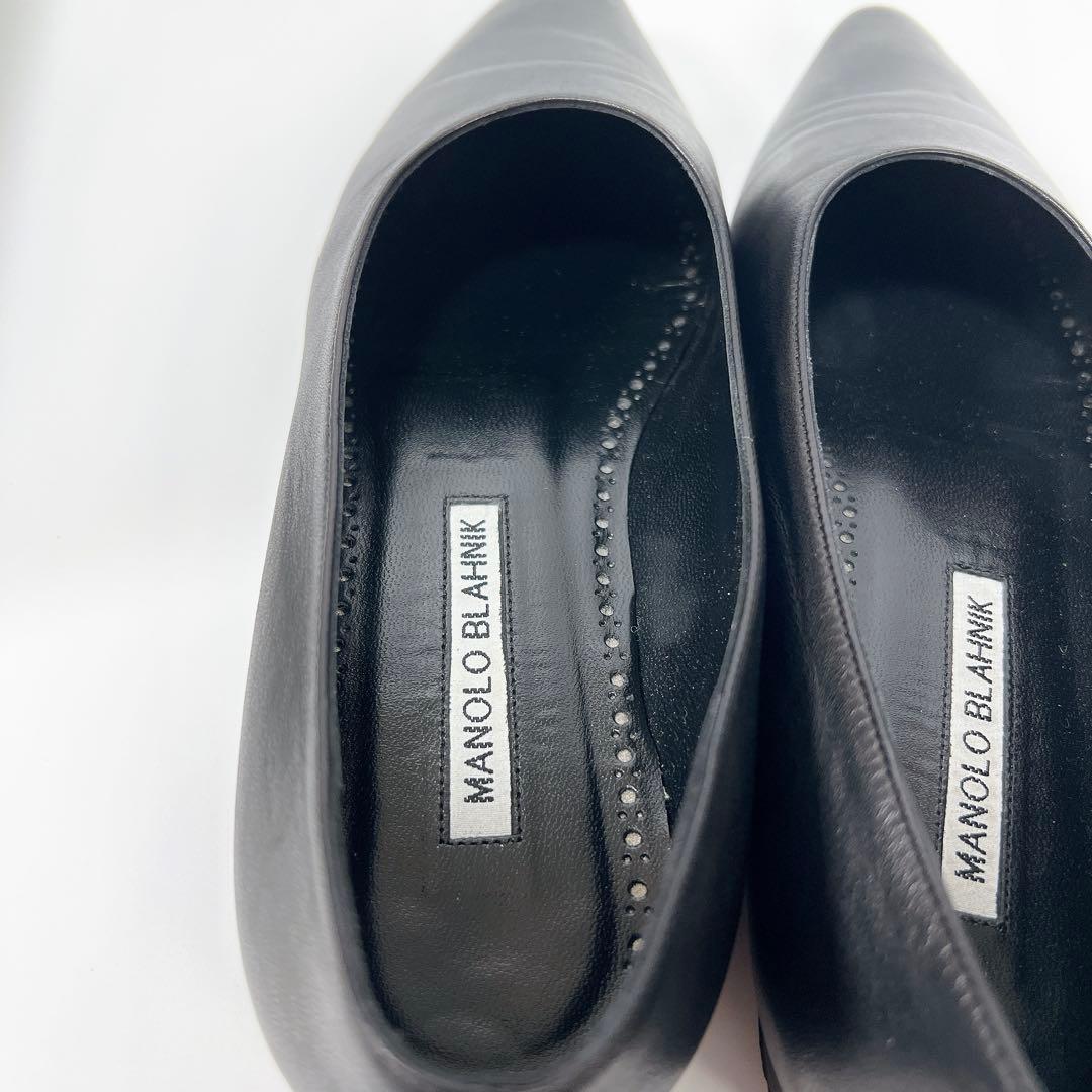《美品》マノロブラニク レザーパンプス フラットシューズ ブラック 36 箱付き