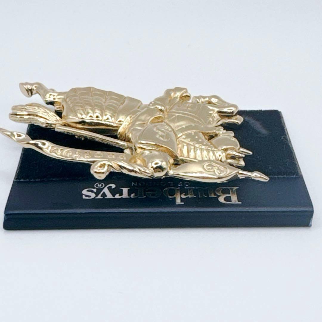 希少✨バーバリー ブローチ ゴールド ホースマーク 金 ピン ロゴ