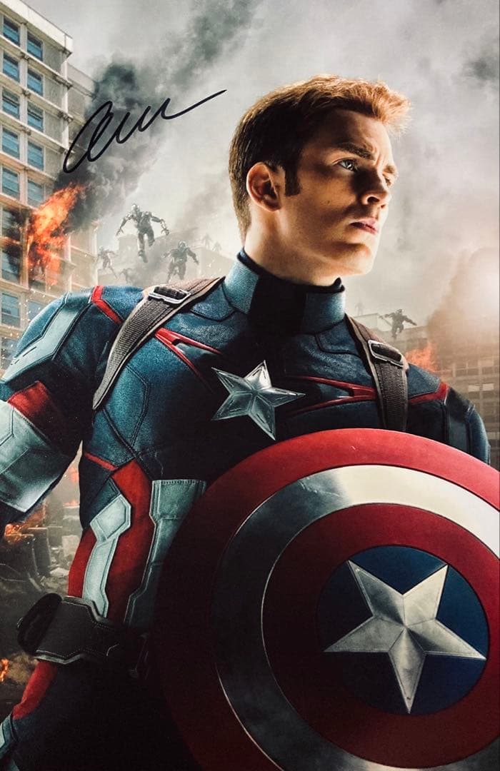 キャプテン・アメリカ クリス・エヴァンス 直筆サイン入り写真 保証書