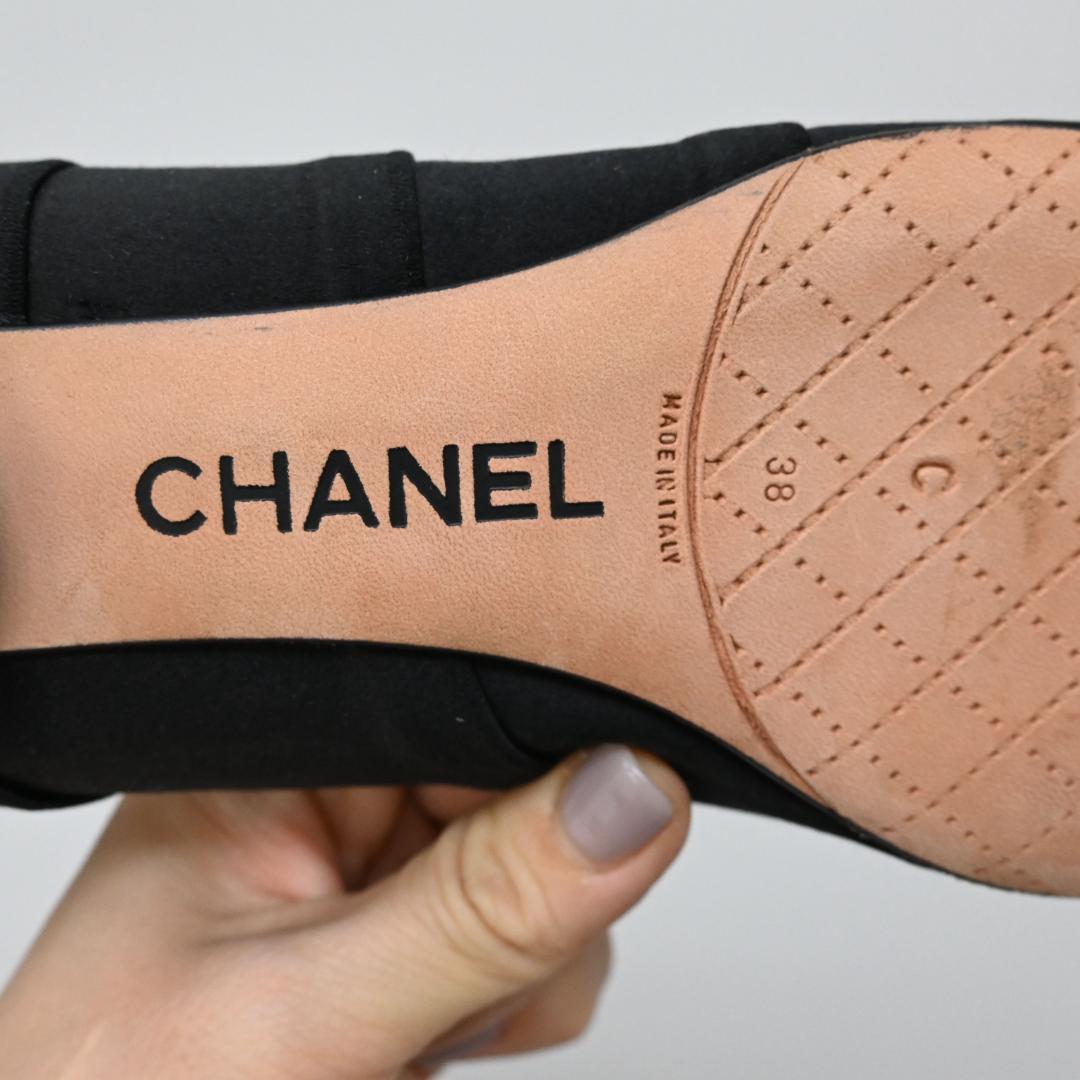 □ □ 149☆年 07P CHANEL シャネル リボンパンプス ココマーク