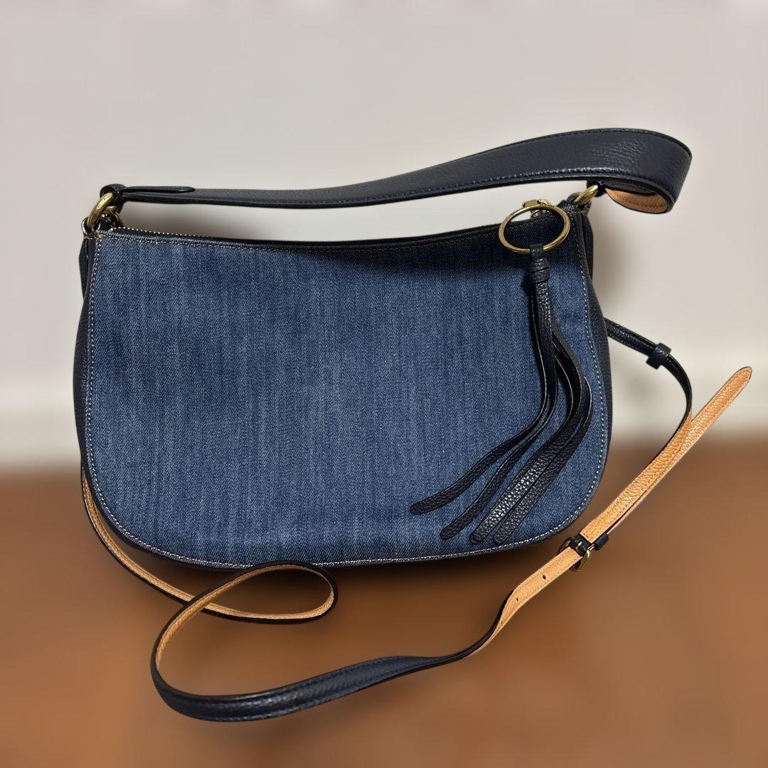 COACH ネイビー デニム ショルダーバッグ