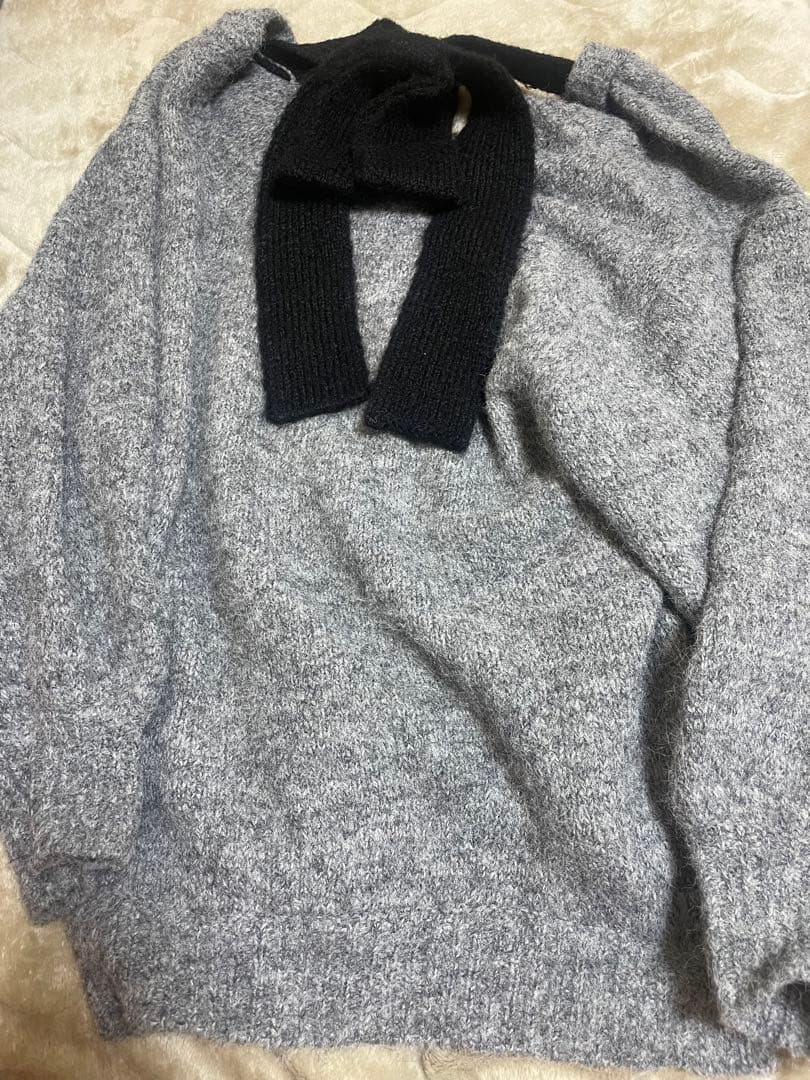 Darich】グレー バックリボン オーバーサイズニットワンピース - メルカリ