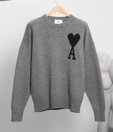 AMI PARIS グレー ハートロゴ ニットセーター M AMI PARIS ニットセーター AMI PARIS (アミパリス) Ami de Coeur
