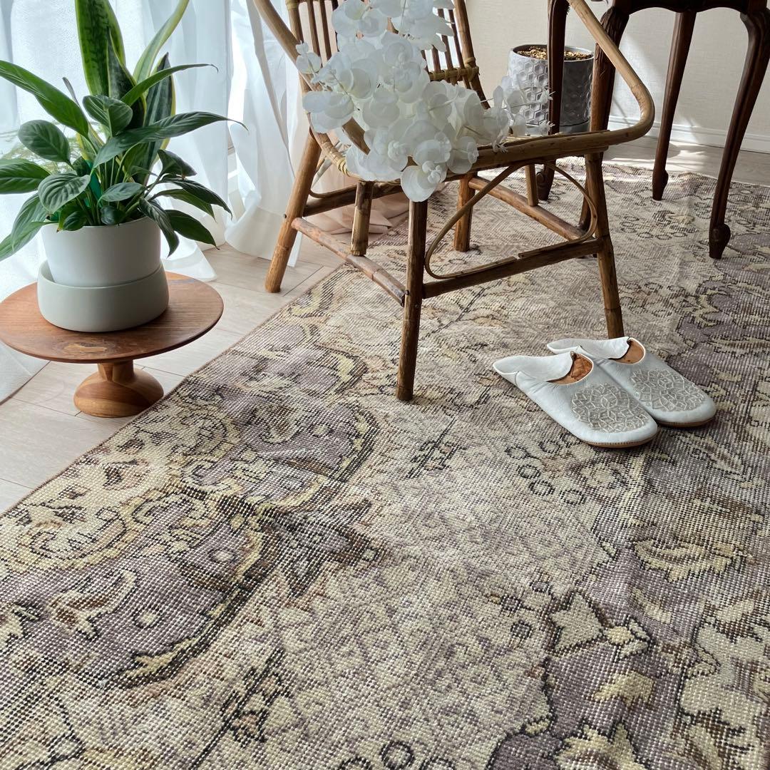 3m超ロング／76×297 グレー メダリオンランナー トルコヴィンテージラグ