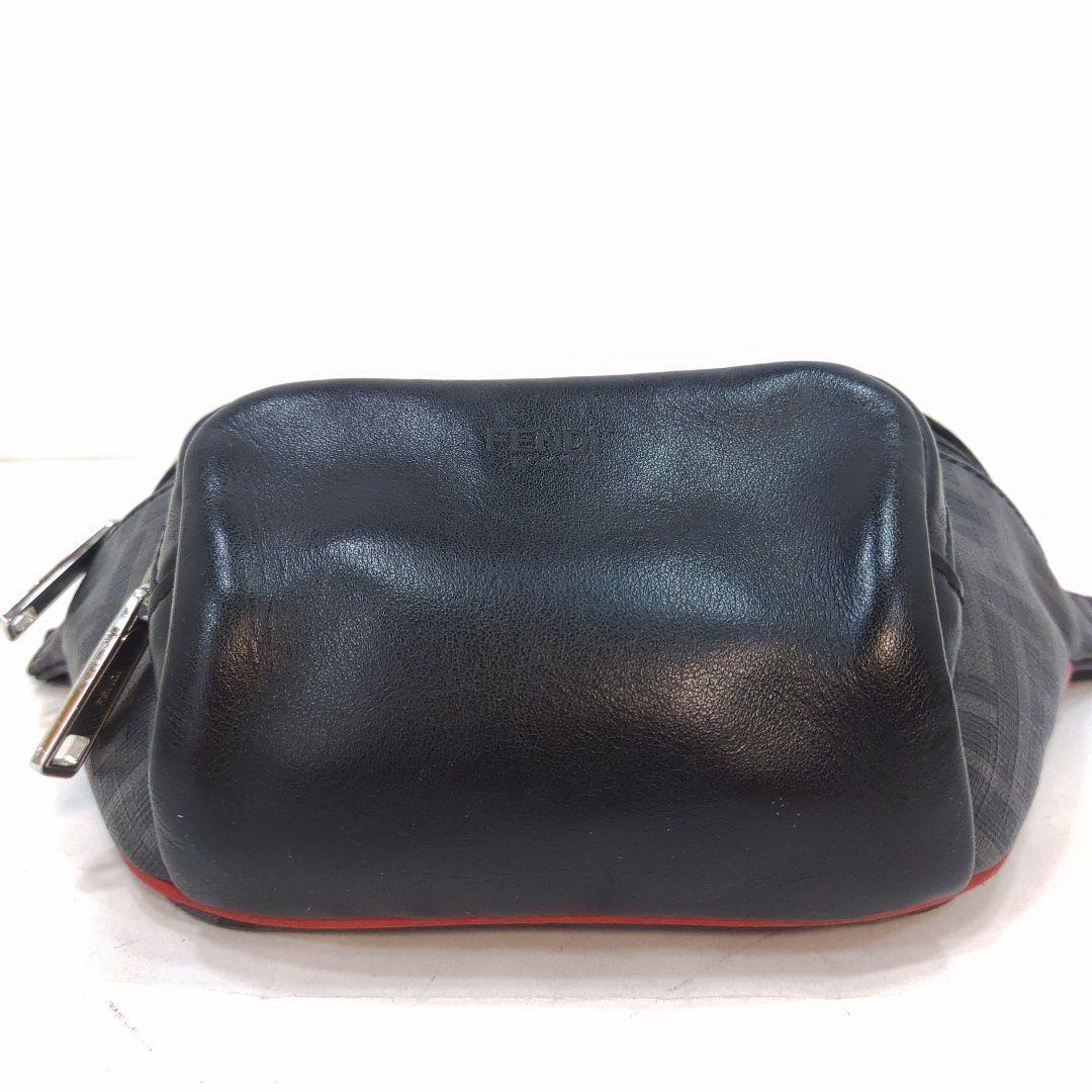 美品】フェンディ ウエストポーチ ボディバッグ レザー×PVC FF柄 黒