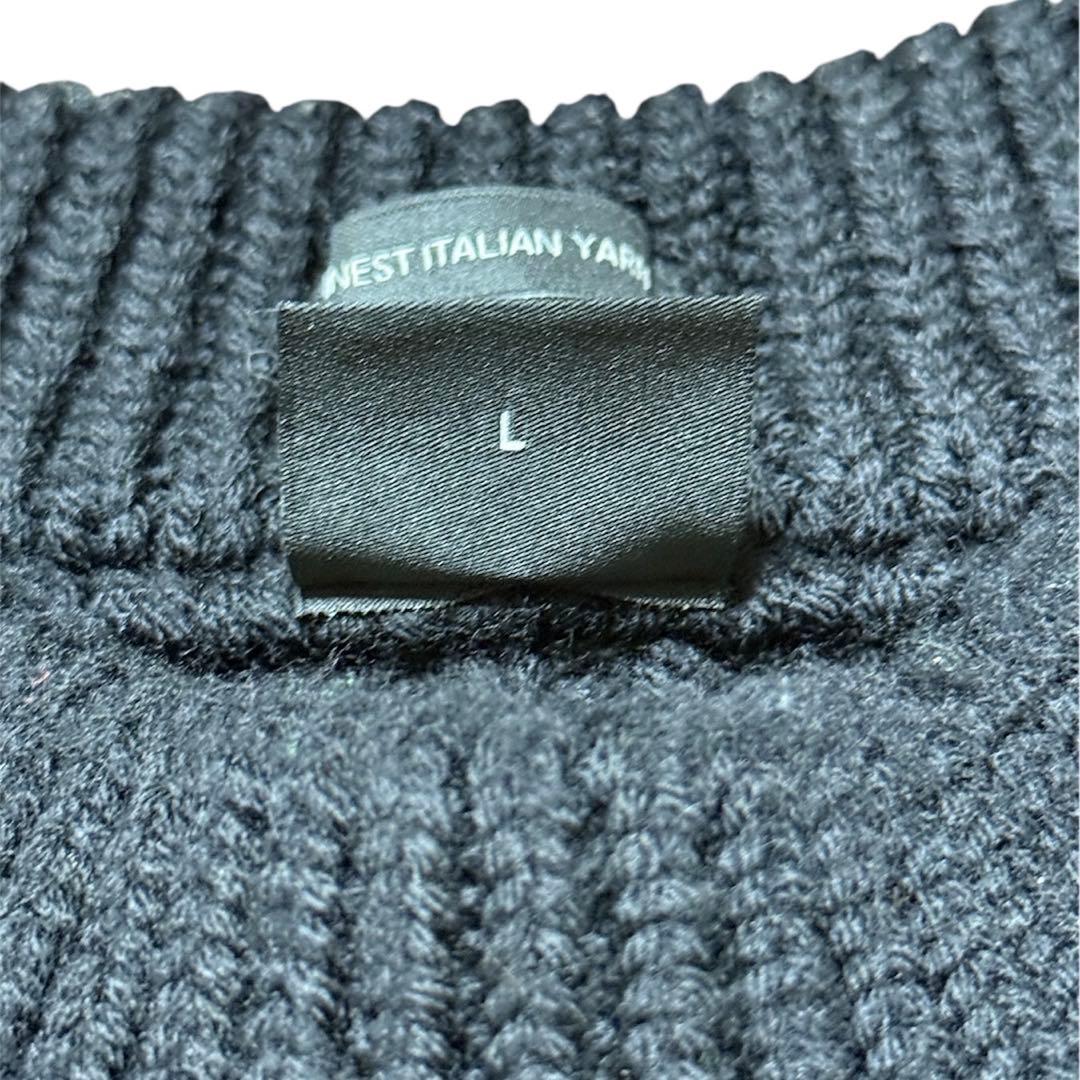 美品】HUGO BOSS リブニット イタリア製糸 ダークネイビー Lサイズ