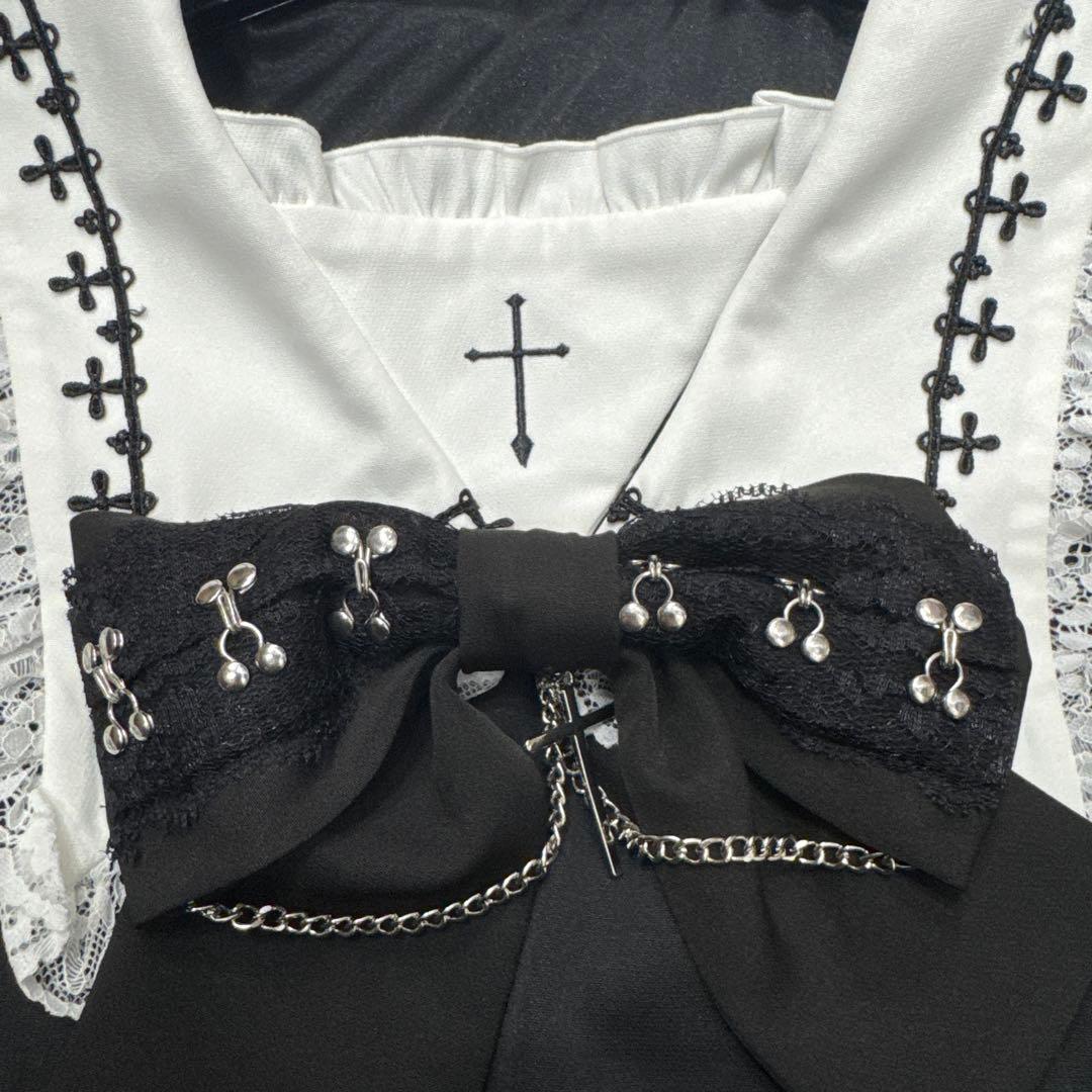 夢展望 十字架クロススタッズチェーンレースアップフリルセーラー