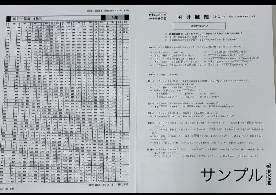 解答用紙付 四谷大塚 5年生 組分けテスト 2024年度 まとめ売り 対応可