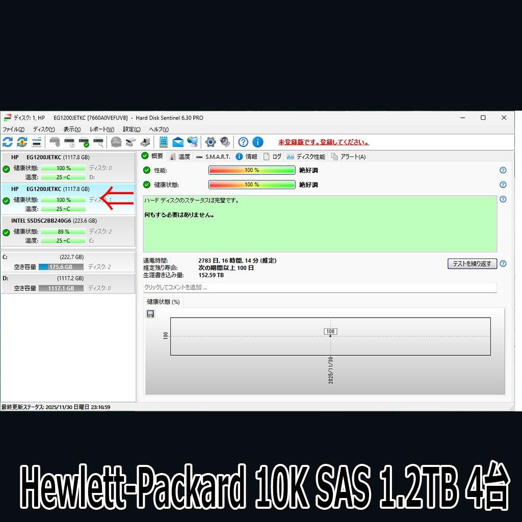 HP 10K SAS 2.5インチ 1.2TB 4台セット HDDマウンタ付き
