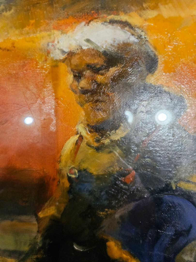 工藤和男「明け海の群像」油彩 F6号 創元会元会長 労働者の賛歌 逸品