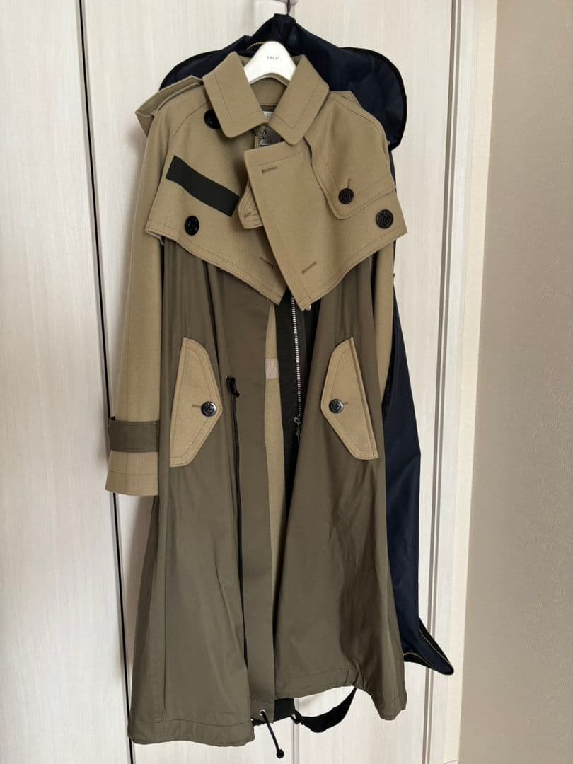 新品 Sacaiサカイ 21AW メルトントレンチ×モッズレイヤードコート