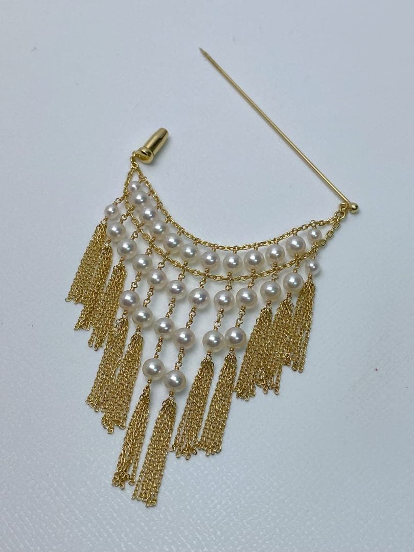 極美品 K18 本真珠 パール ブローチ ゴージャス 9.23g