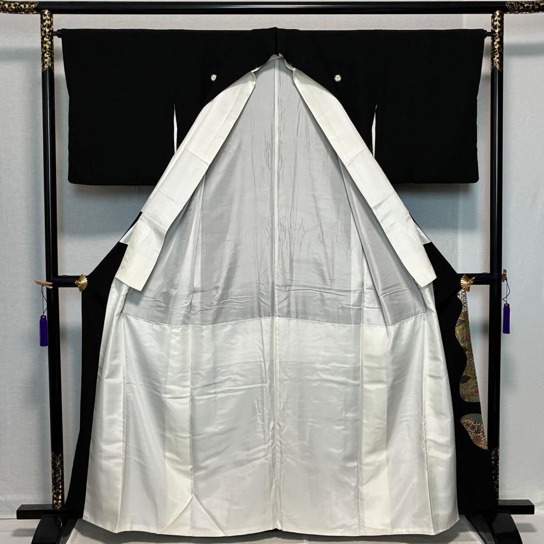 D93 黒留袖 華文 金彩 正絹 着物 袷 美品 - メルカリ