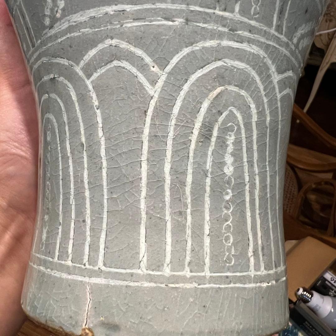 梅瓶 李朝 双魚 遊魚文 梅瓶 朝鮮 古美術 骨董 高麗 青磁 粉青沙器 魚