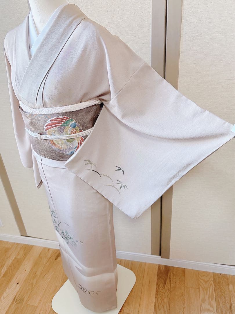 正絹 付け下げ フルセット 裄65 卒業式 入学式 お宮参 袋帯 S グレー