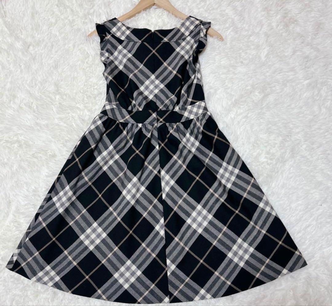 希少 バーバリーブルーレーベル ウールチェックワンピース 36 - メルカリ