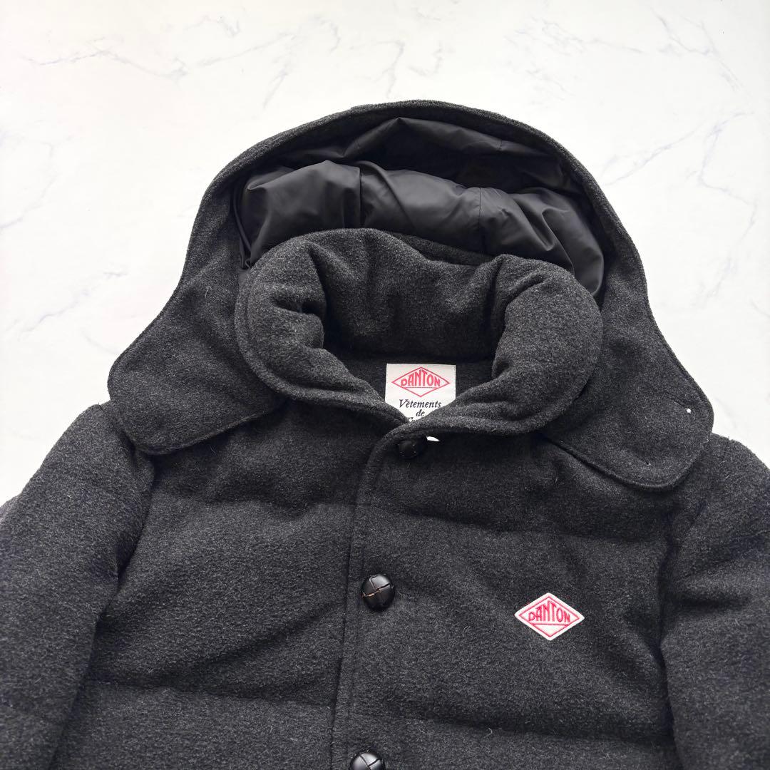ダントン ビームス別注 ウールモッサ ダウンジャケット くるみ 黒