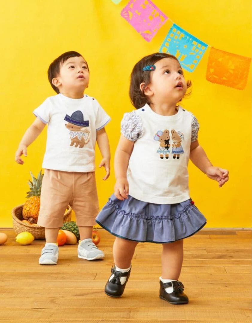 ファミリア 即完売 美品 ブルーリバティ クマ テリア Tシャツ