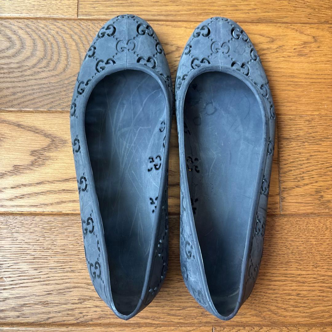 GUCCI グレー レインシューズ 37 23.5cm