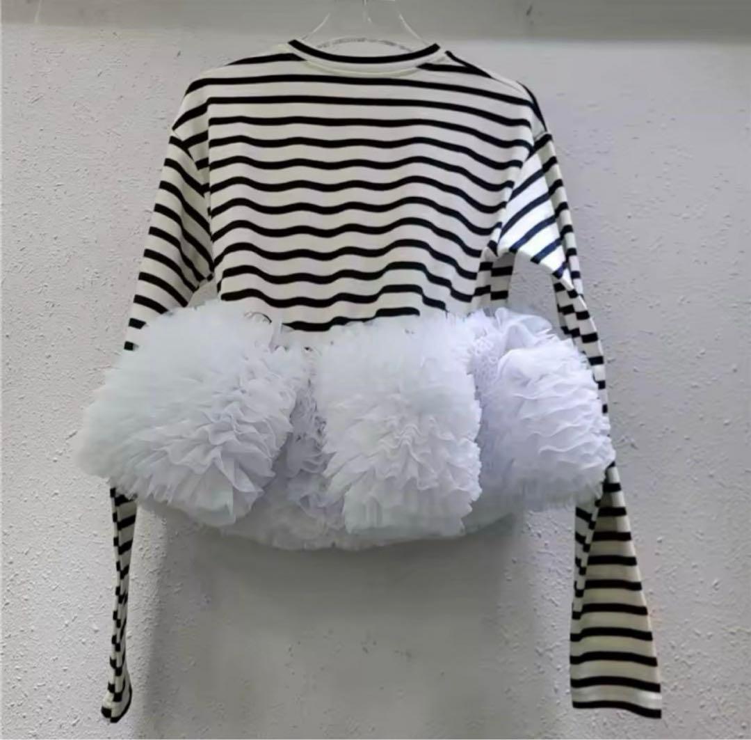 ボーダーチュールトップス フレンチチュール bibiy ビビィ好きさんに