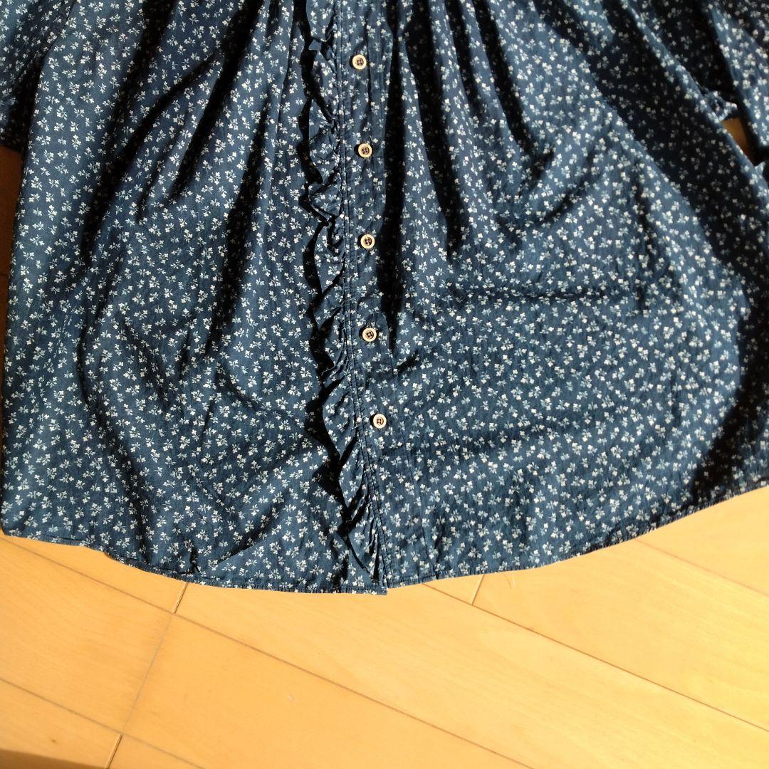 45R 雲間草プリントのフリルブラウス インディゴ／サイズ2 - メルカリ