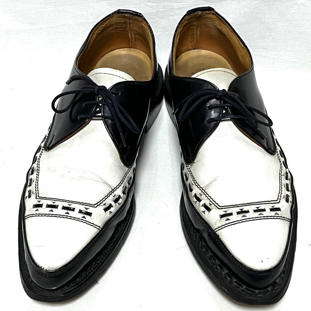 ★E COX★3705★白黒レザーシューズ★9(27.5cm)★