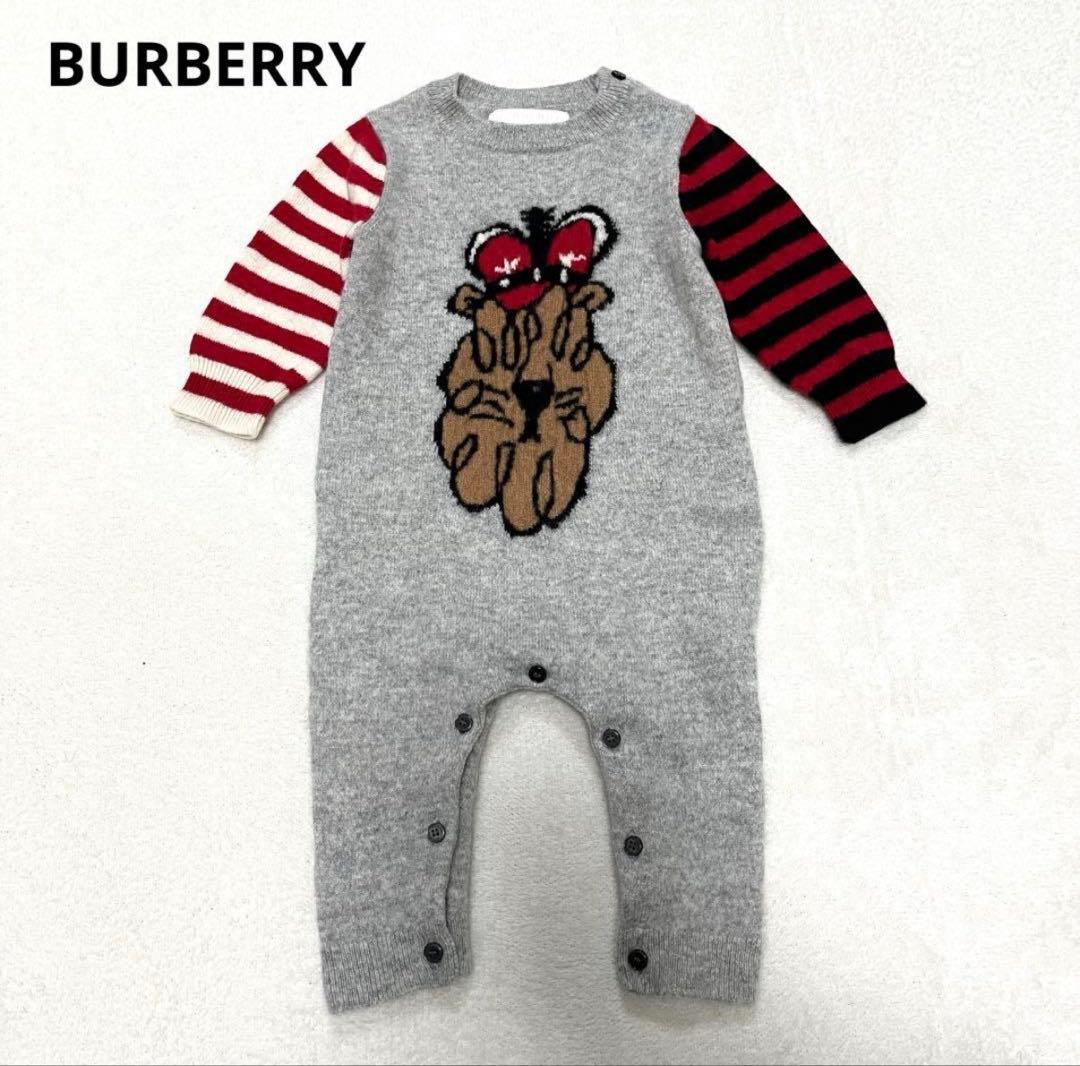 美品】BURBERRY バーバリー ロンパース カバーオール カシミヤ100
