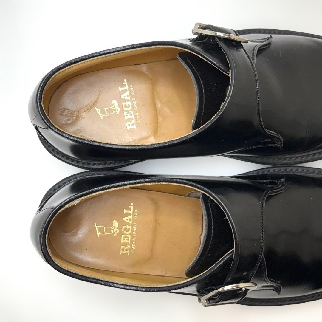 美品 REGAL リーガル シングルモンク プレーントゥ ブラック 25.5cm