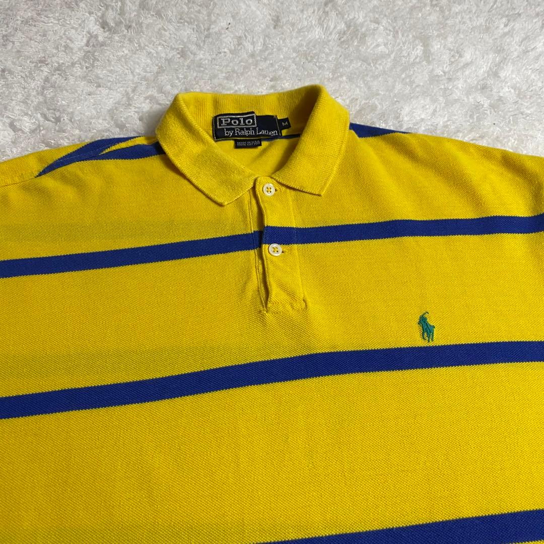 夏✨】ラルフローレン ポロシャツ 黄色 青 ボーダー Mサイズ USA製