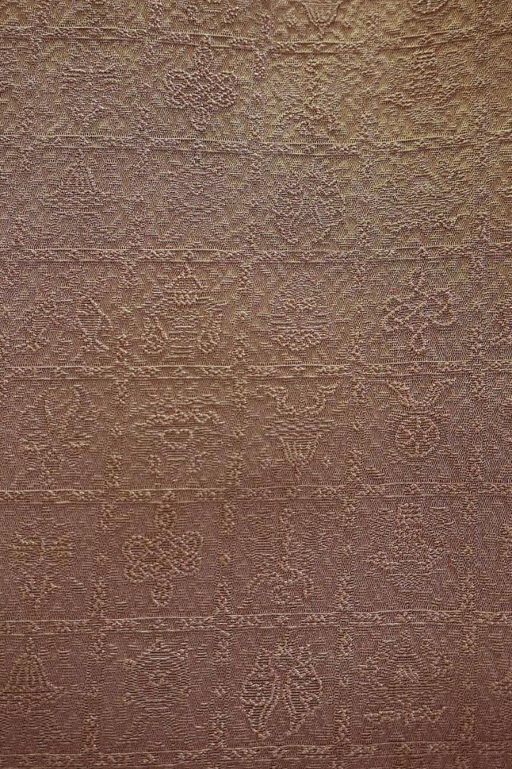 美品 小紋 千地泰弘 作家物 ココアブラウン 格子 宝物 身丈164.0cm正絹