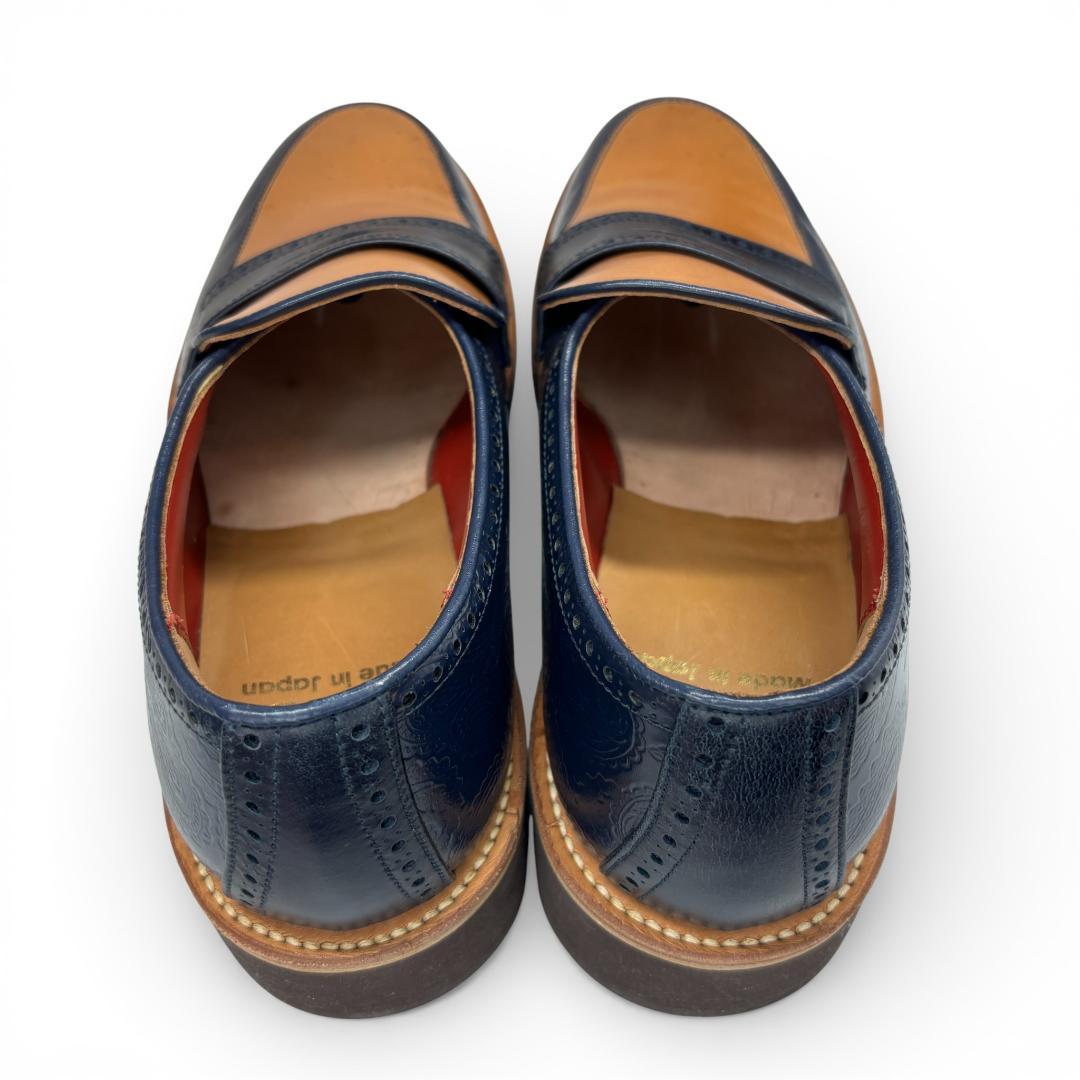 希少 RJB コードバン ローファー 9 27cm フラットヘッド 紺薄茶 - 靴最