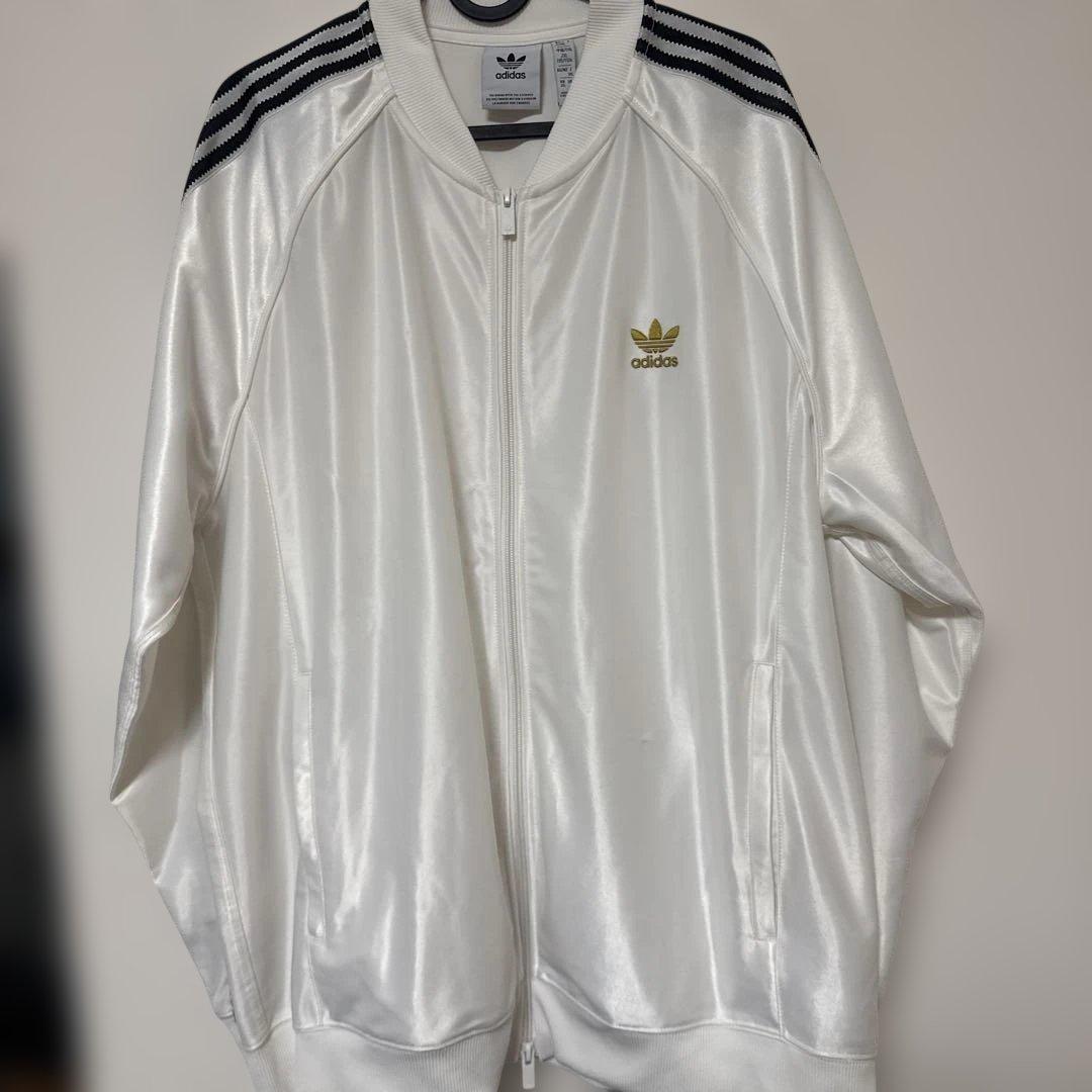 adidas ホワイト ジップアップジャージ 2XL - メルカリ