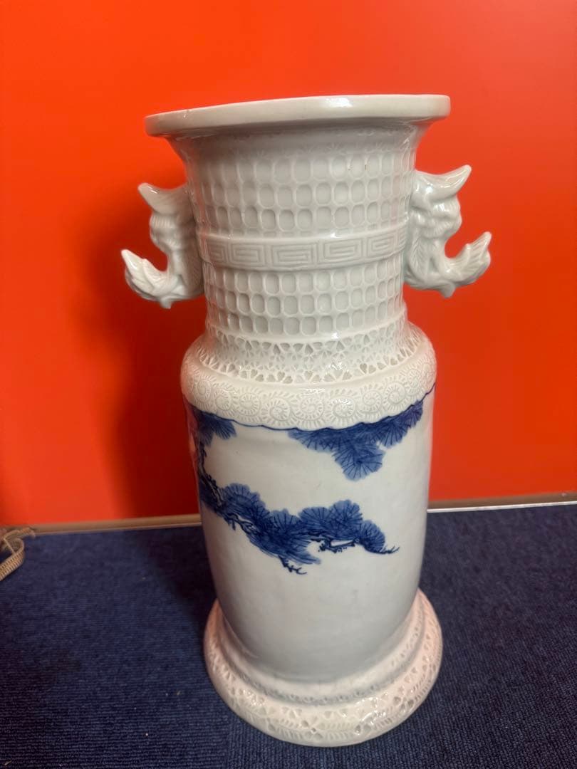 1675 希少 平戸焼 大花瓶 大壺 陰刻 人物浮彫 時代物 1675 希少 平戸焼