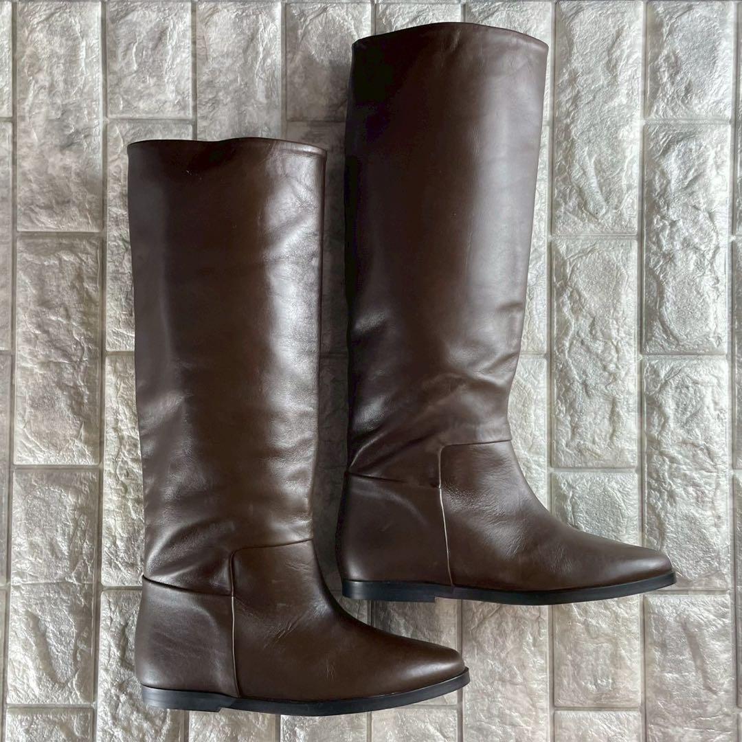未使用 REMME レメ ロングブーツ ブレンタ フラット インヒール 23.5