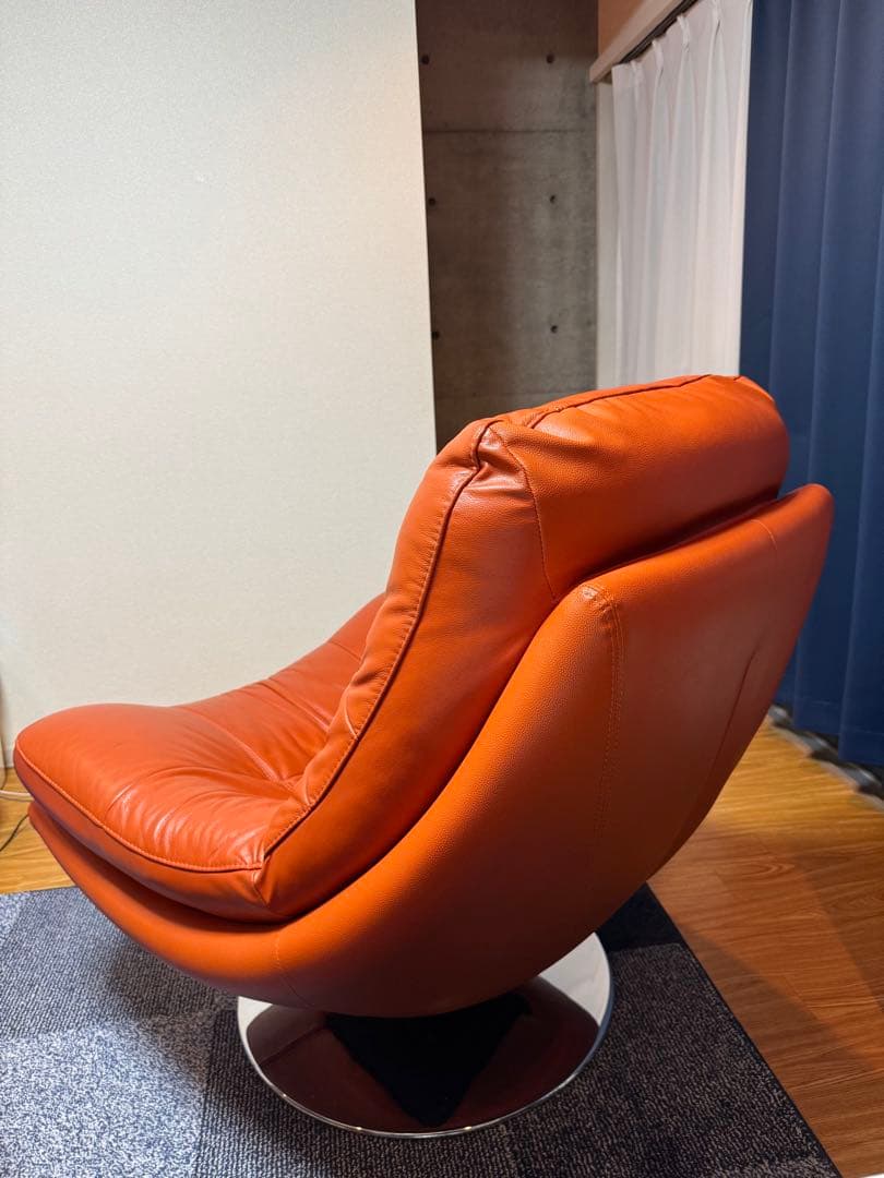 あ〜様専用】【定価8万】本革ソファ 一人掛け オレンジ 革張り スイベル