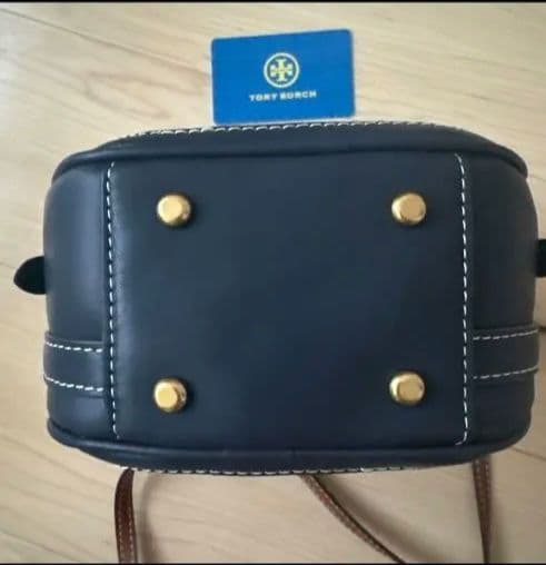 Tory Burchモノグラム 円形ショルダーバッグ ネイビー
