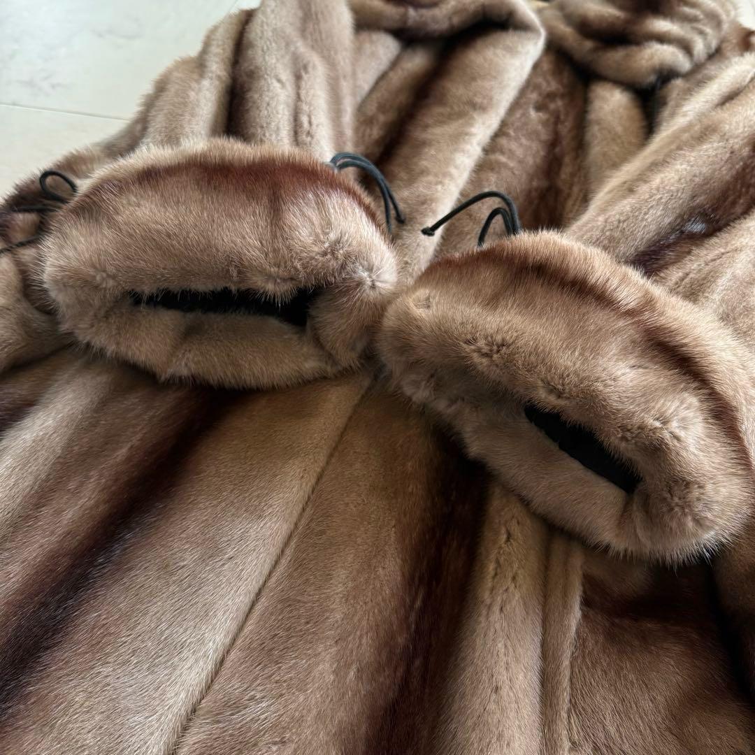 希少デザイン☆サガミンク クロスミンク ファーコート ドロスト 女優襟