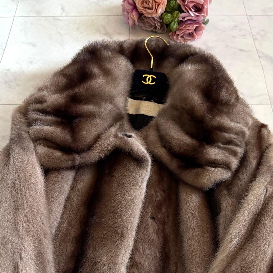 希少デザイン☆サガミンク クロスミンク ファーコート ドロスト 女優襟