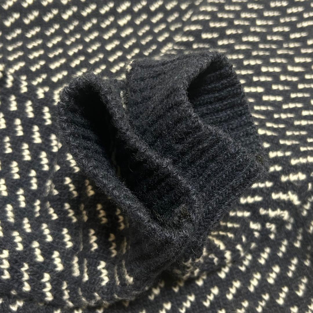 【美品　ノルウェー製】L.L.BEAN バーズアイ　ニット　ネイビー　Lサイズ