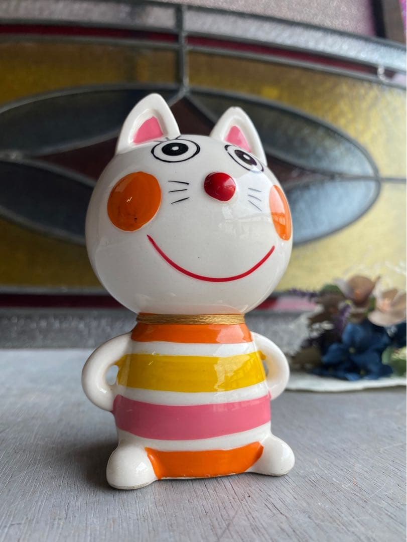 内藤ルネ RUNE 貯金箱 動物園 フーテン 猫 ネコ 陶器 昭和レトロ