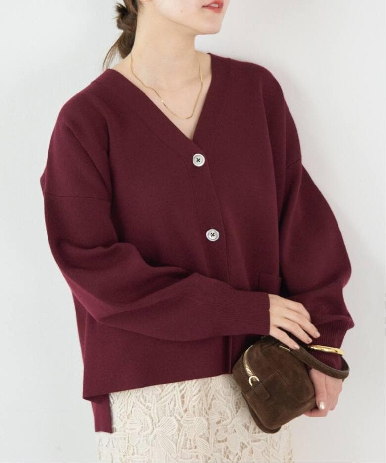 IENA スーパーファインスムース ショートカーディガン　ボルドー イエナ IENA 《追加3予約》スーパーファインスムース ショート