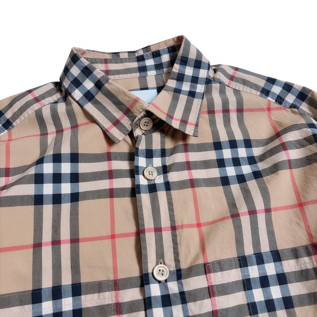現行 美品 バーバリー ノバチェック 長袖シャツ M アームプリント