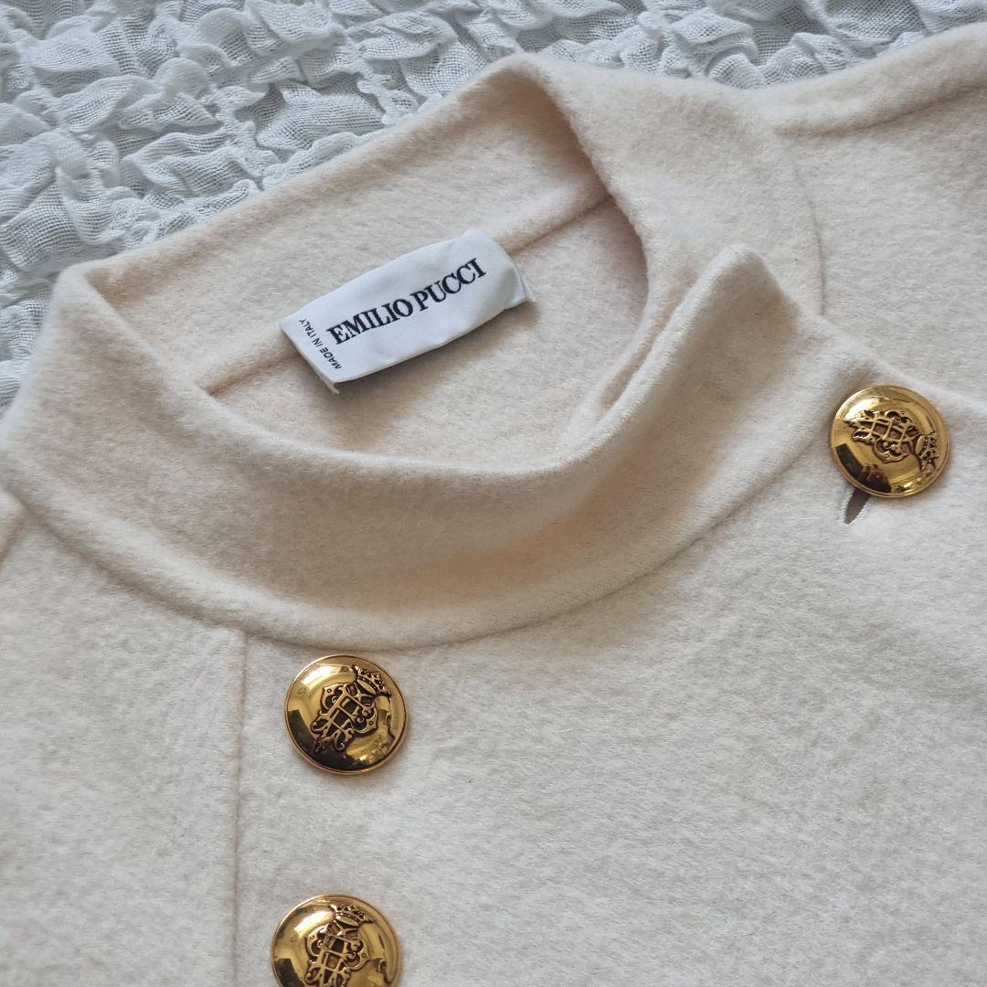 エミリオプッチ カシミヤ ダブルフェイス ケープ ポンチョ 金ボタン