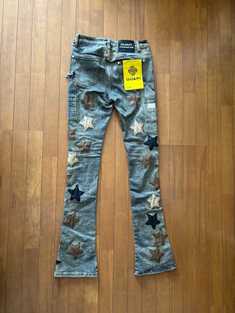 GUAPI スターパッチ 30インチ フレアデニムパンツ US drip - メルカリ